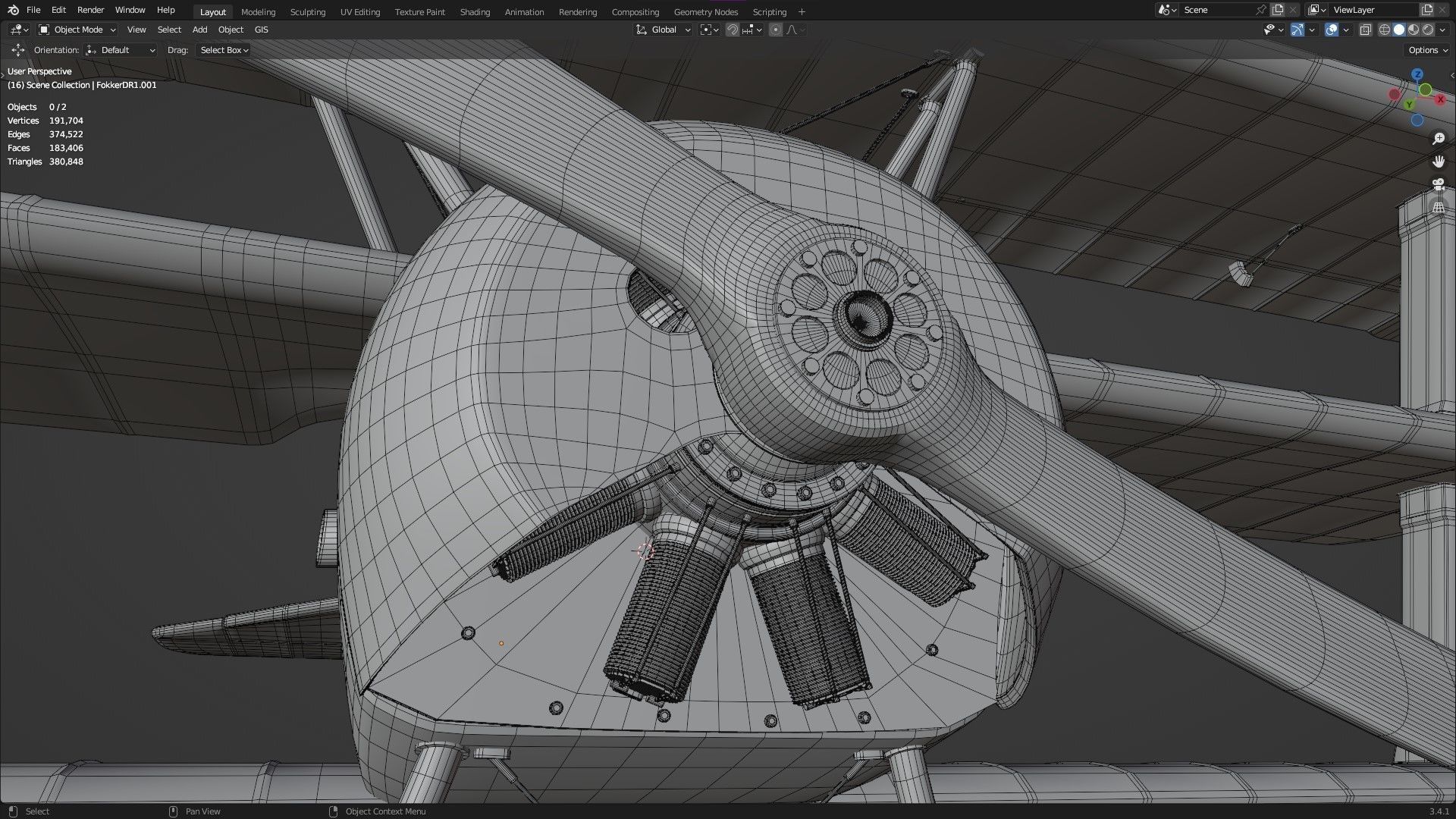 Fokker Dr1 - ww1 Red baron 3D model_17