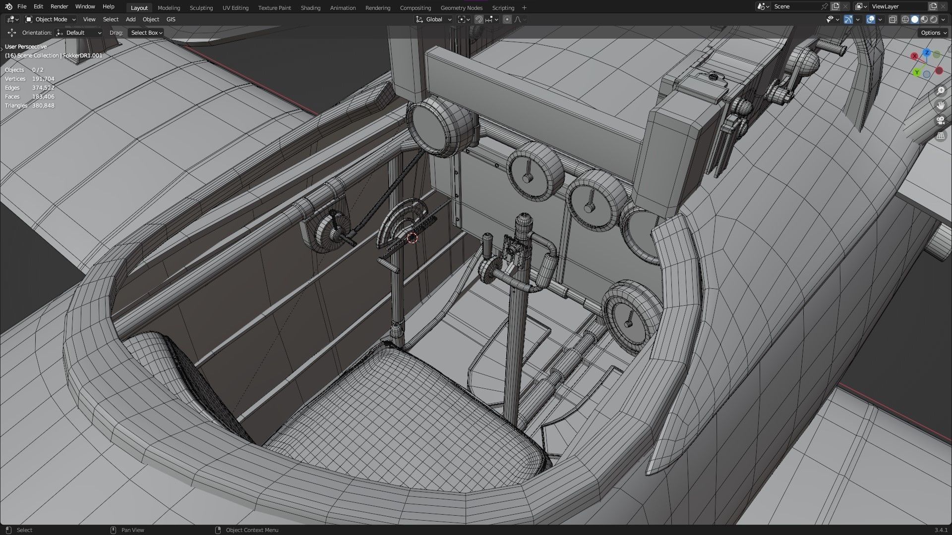 Fokker Dr1 - ww1 Red baron 3D model_18