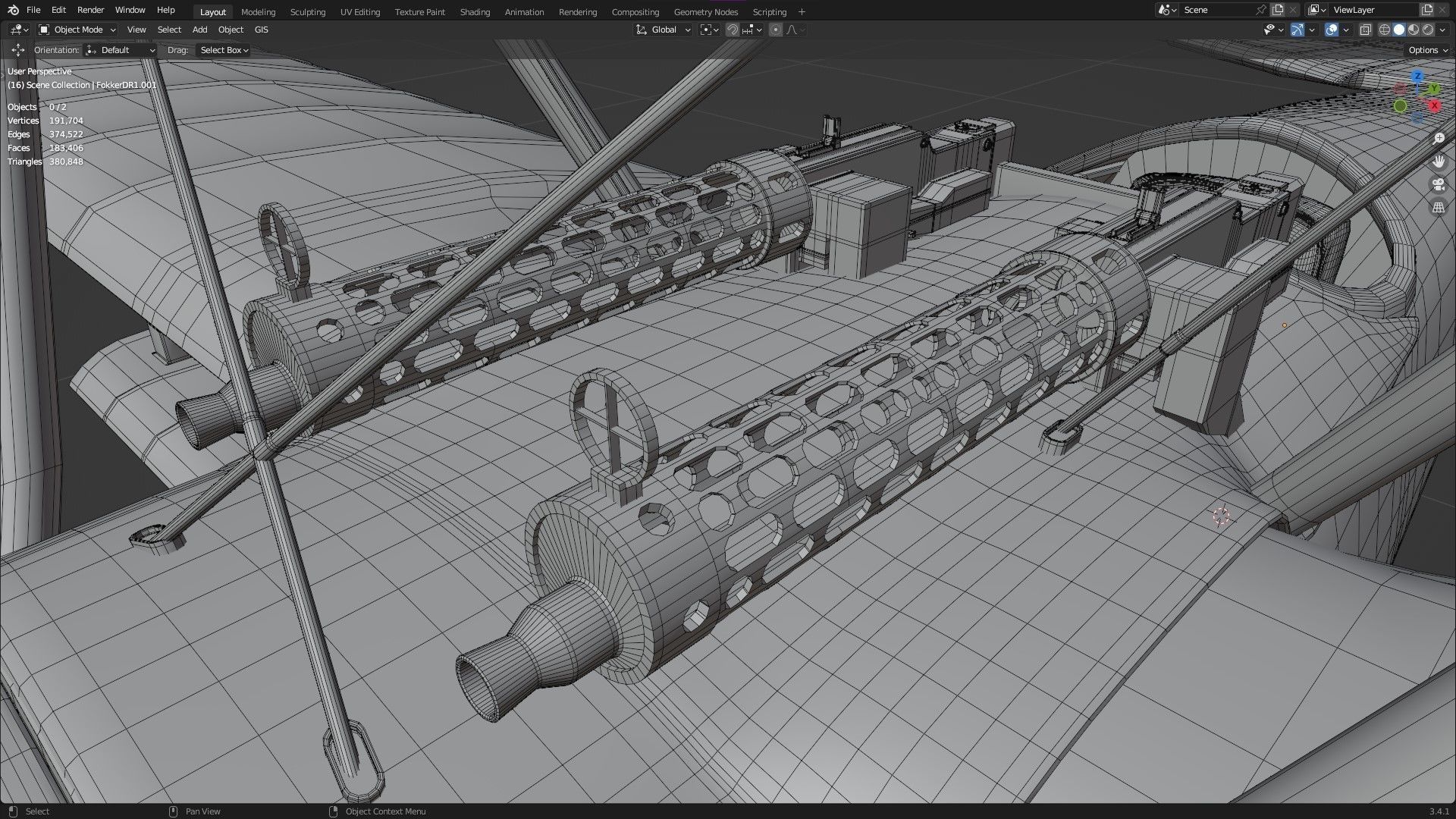 Fokker Dr1 - ww1 Red baron 3D model_19
