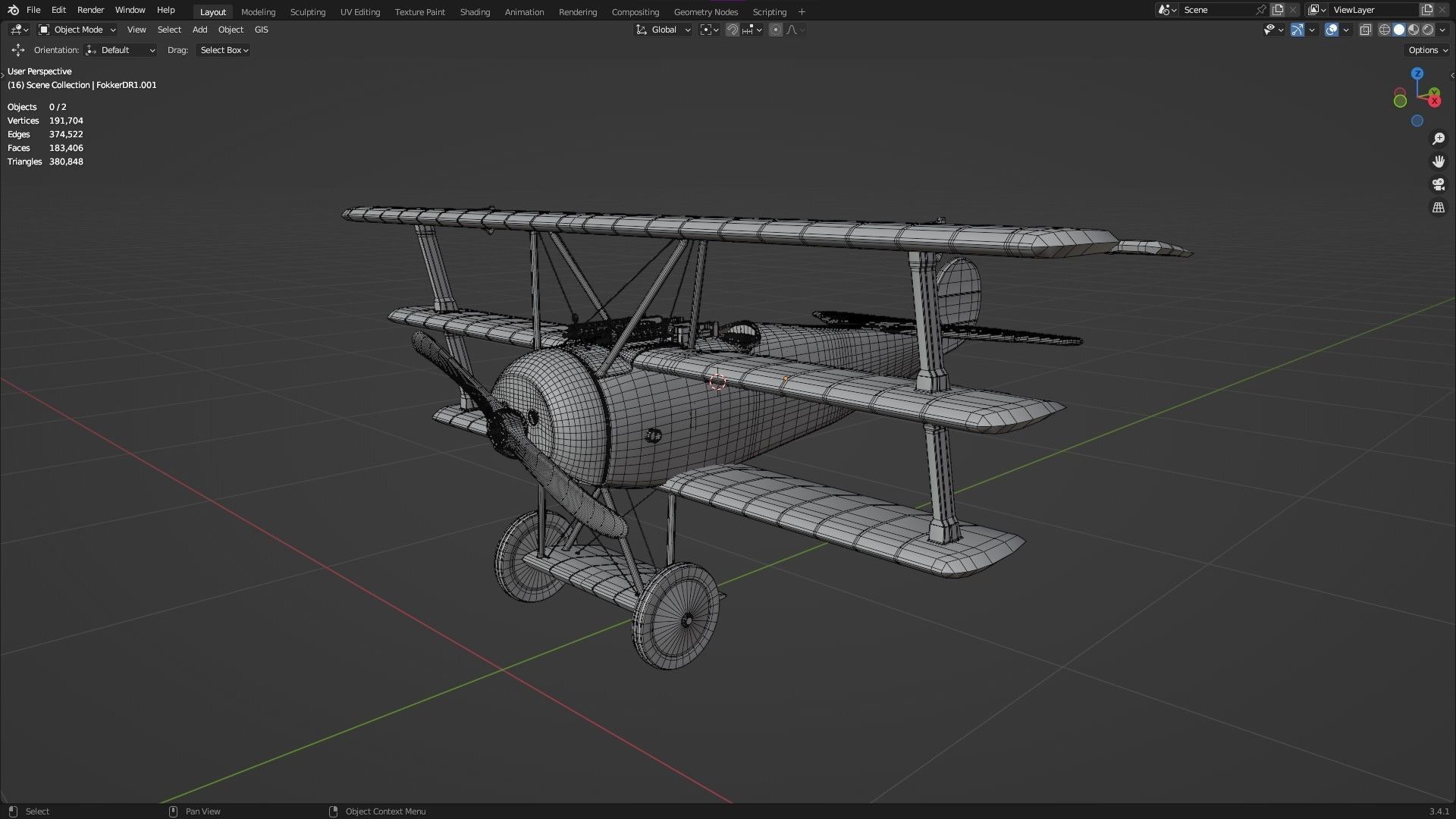 Fokker Dr1 - ww1 Red baron 3D model_16