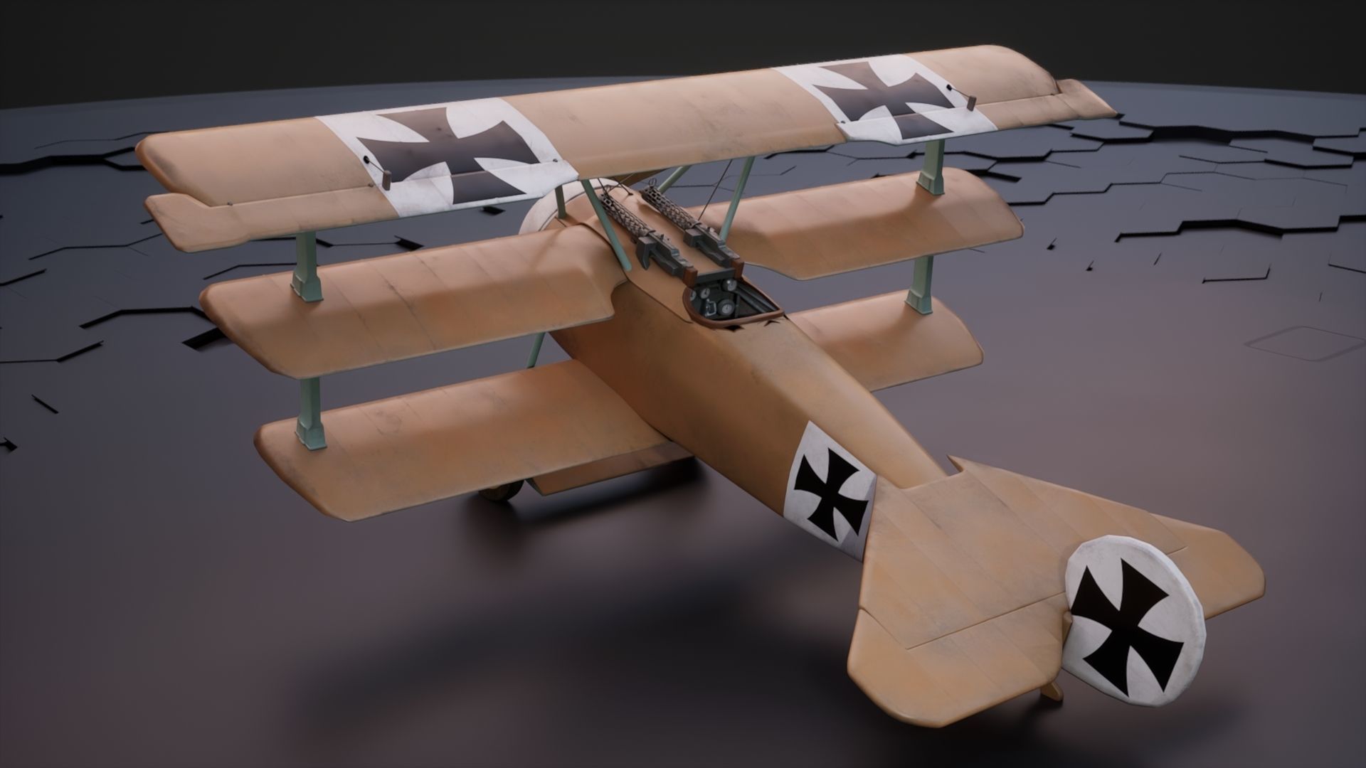Fokker Dr1 - ww1 Red baron 3D model_5