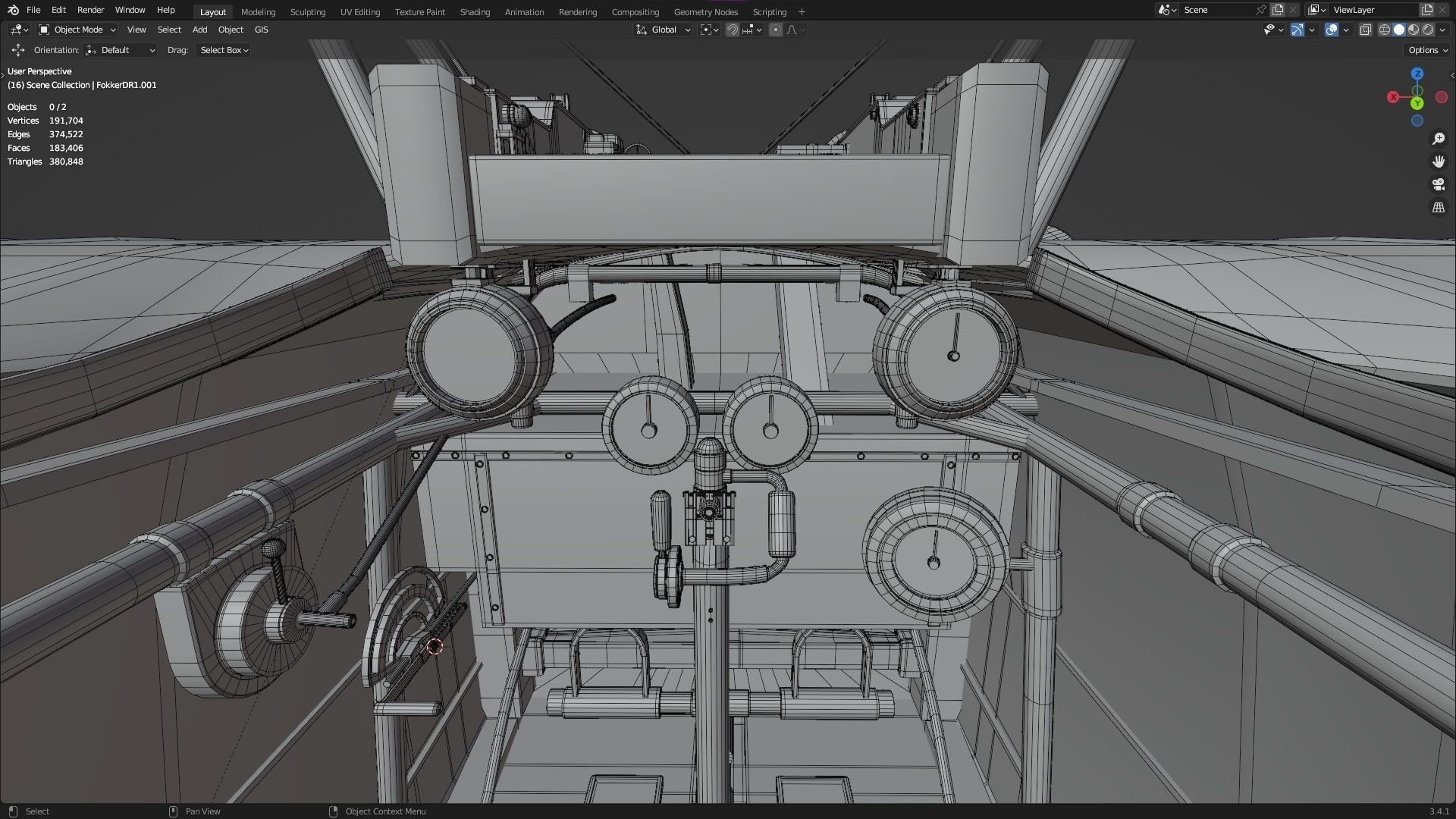 Fokker Dr1 - ww1 Red baron 3D model_20