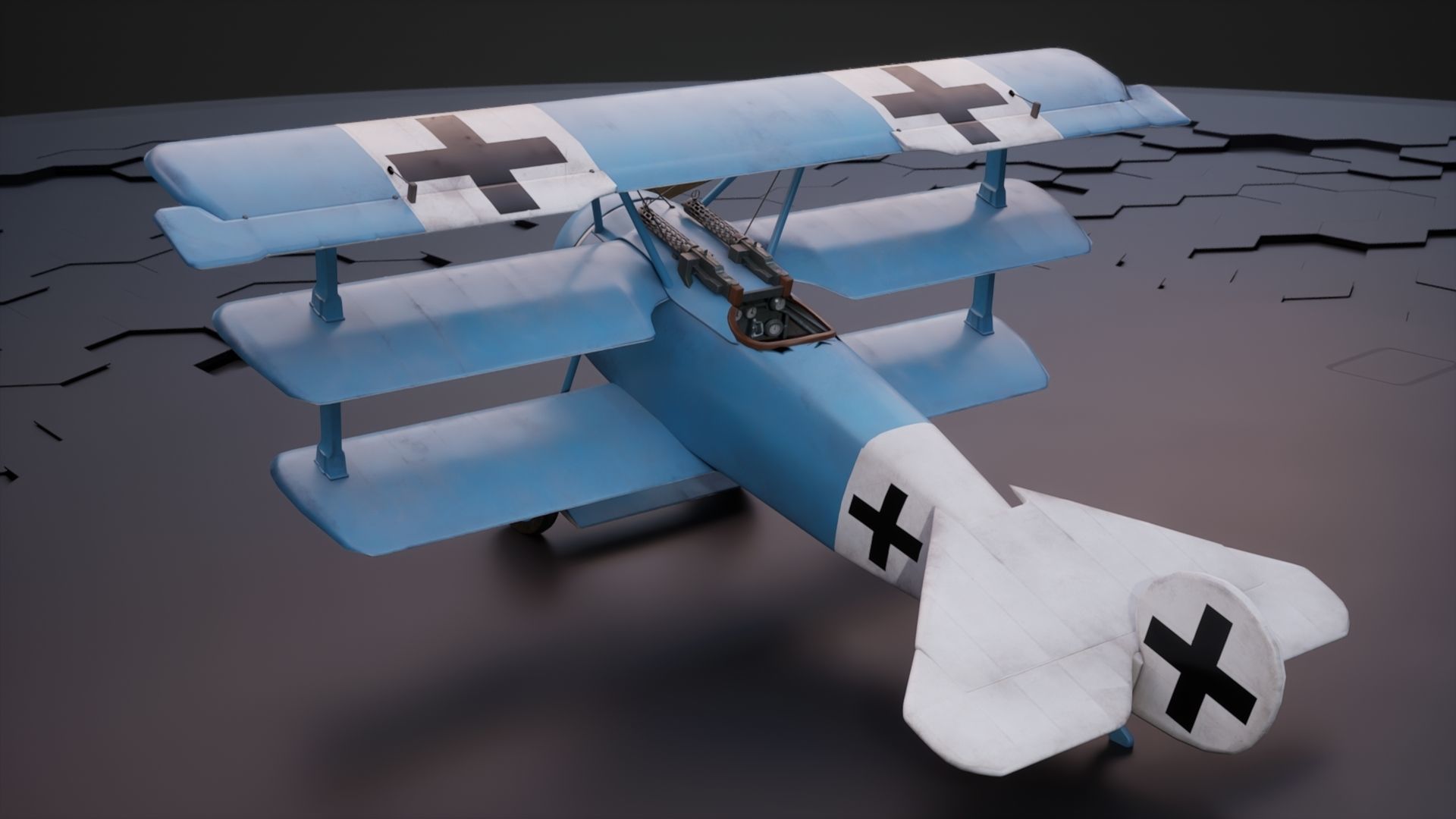 Fokker Dr1 - ww1 Red baron 3D model_4