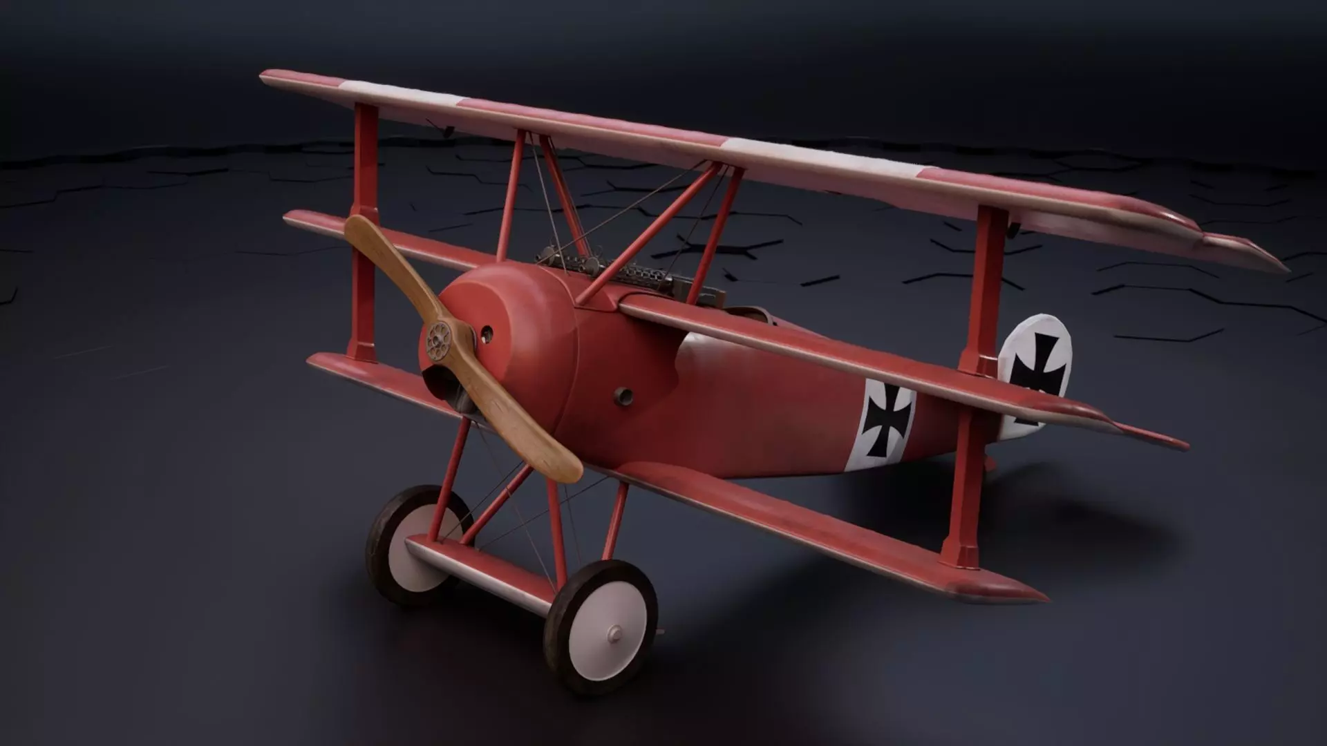 Fokker Dr1 - ww1 Red baron 3D model_0