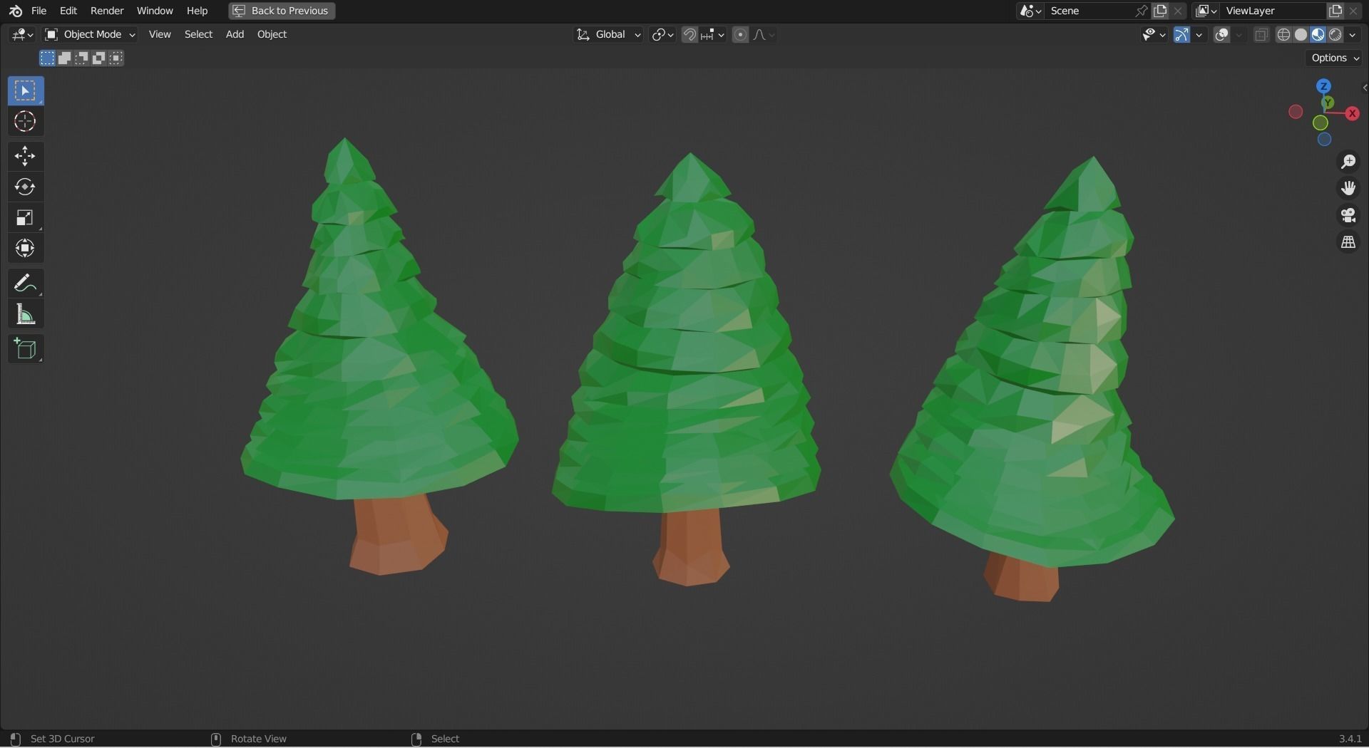 Trees set of three pine Low-poly 3D model_3