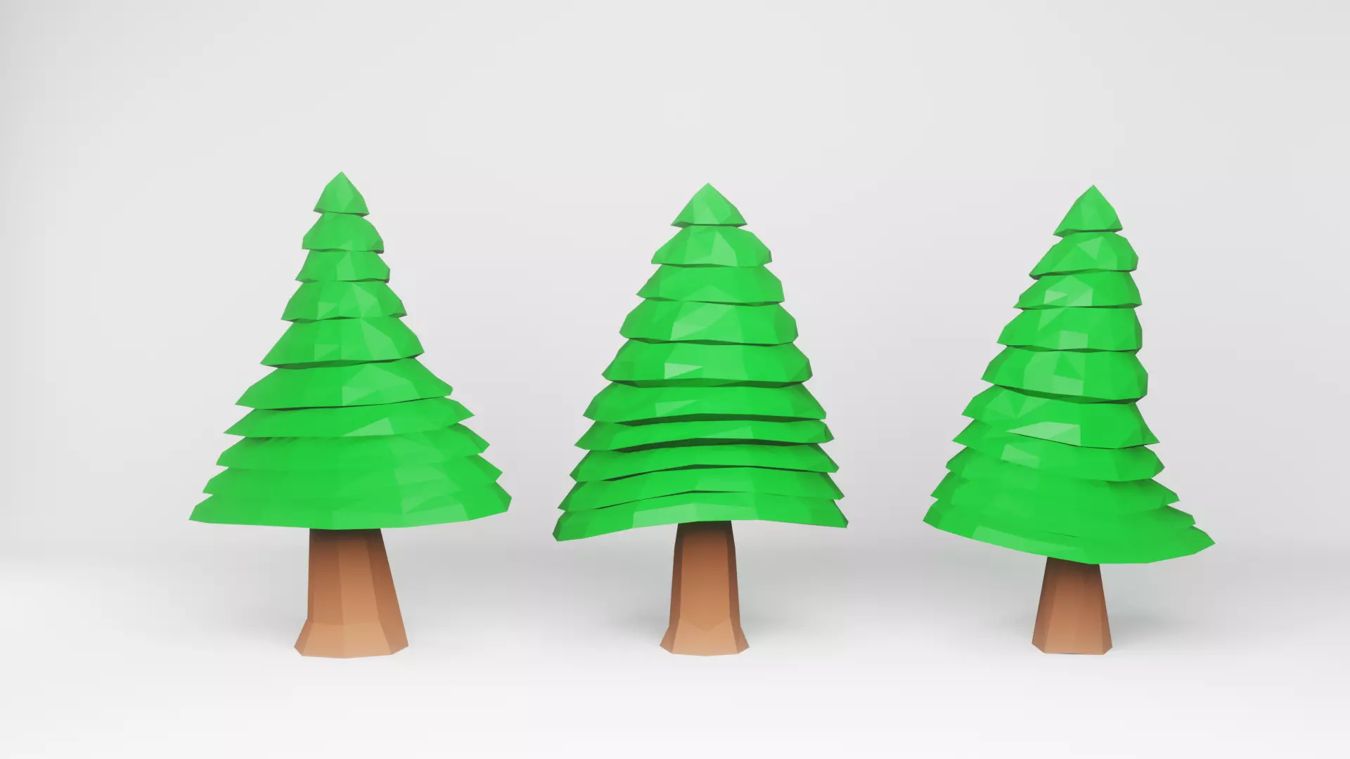 Trees set of three pine Low-poly 3D model_0