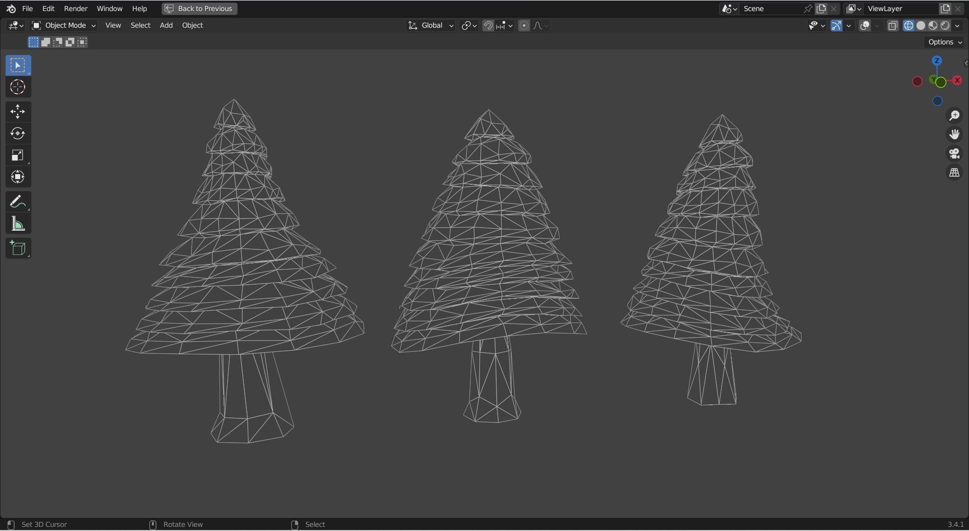 Trees set of three pine Low-poly 3D model_6