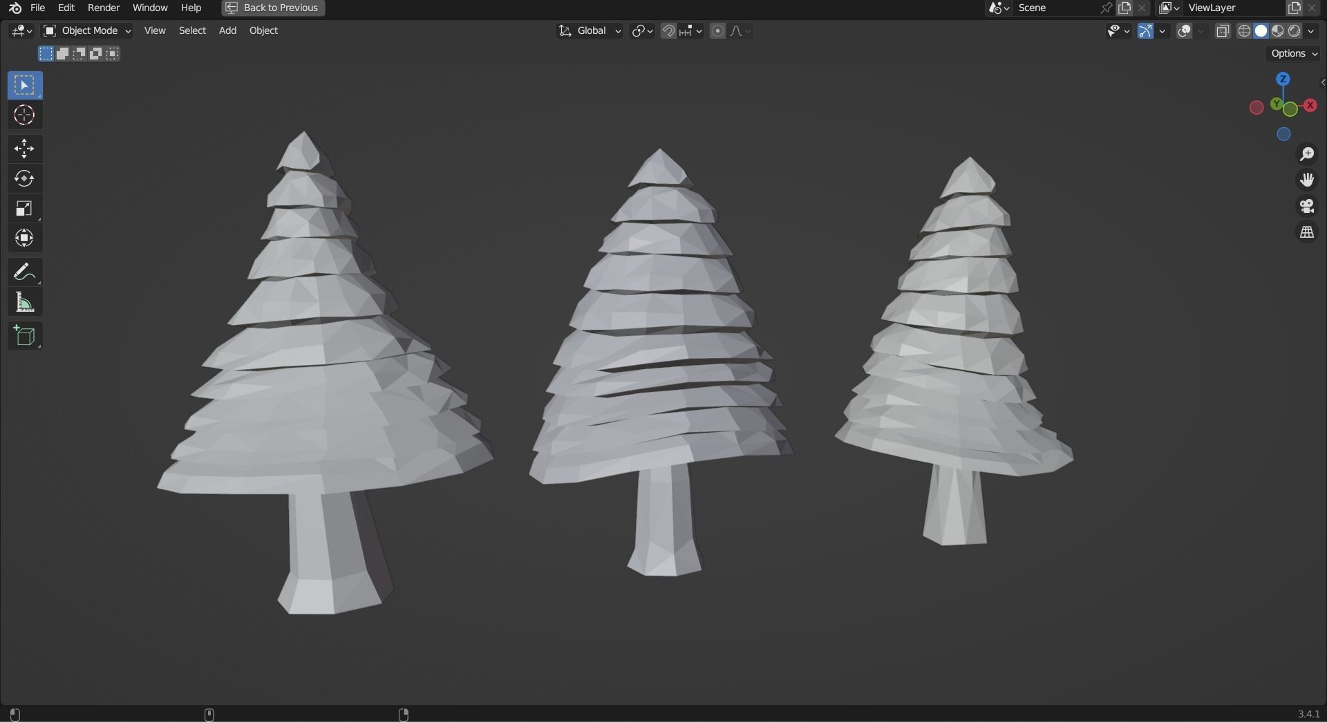Trees set of three pine Low-poly 3D model_5