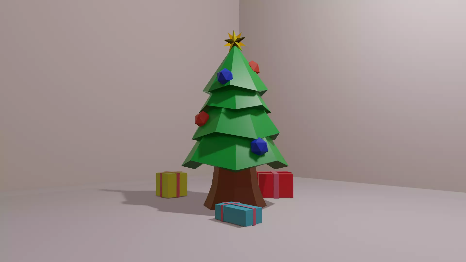 Christmas Tree with gift 3D model_0