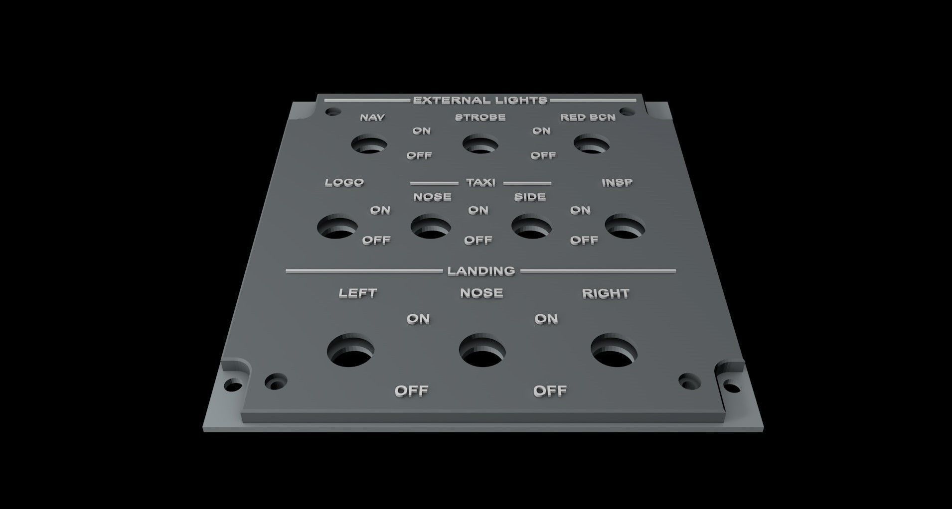 EMBRAER E1 OVERHEAD - EXTERNAL LIGHTS PANEL 3D print model_2