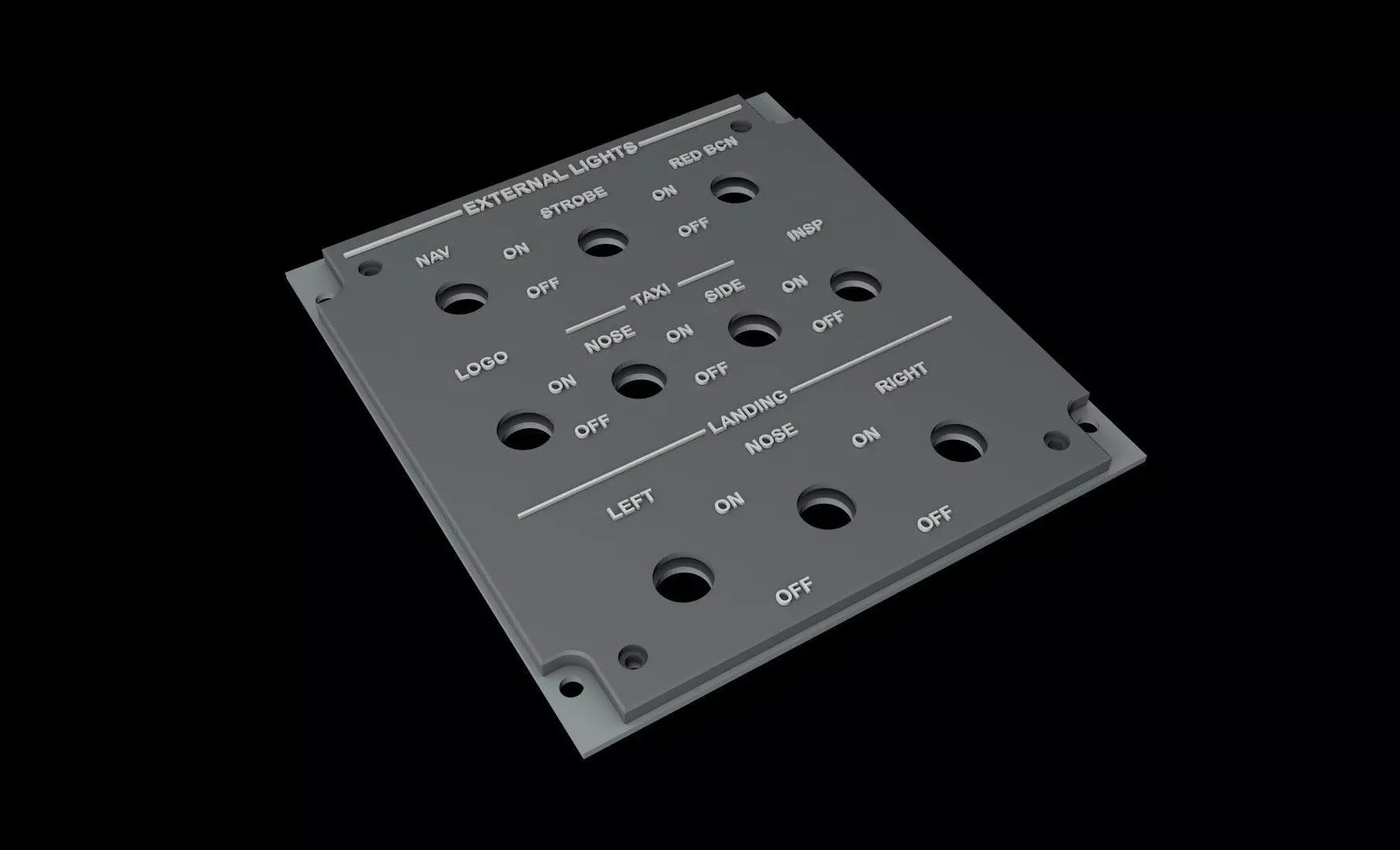 EMBRAER E1 OVERHEAD - EXTERNAL LIGHTS PANEL 3D print model_0