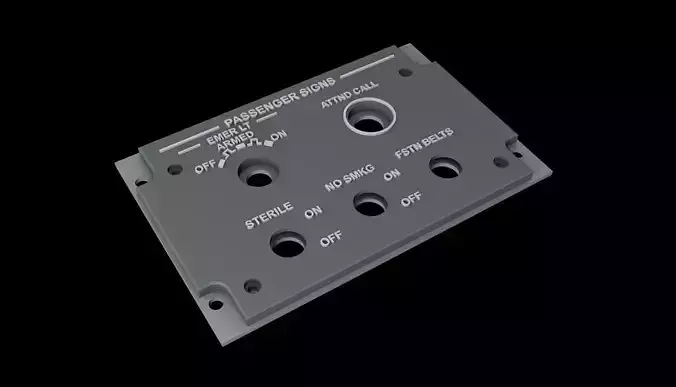 EMBRAER E1 OVERHEAD - PASSENGER SIGNS PANEL 3D print model