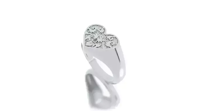 white gold heart shape ring  with keyhole 3D print model