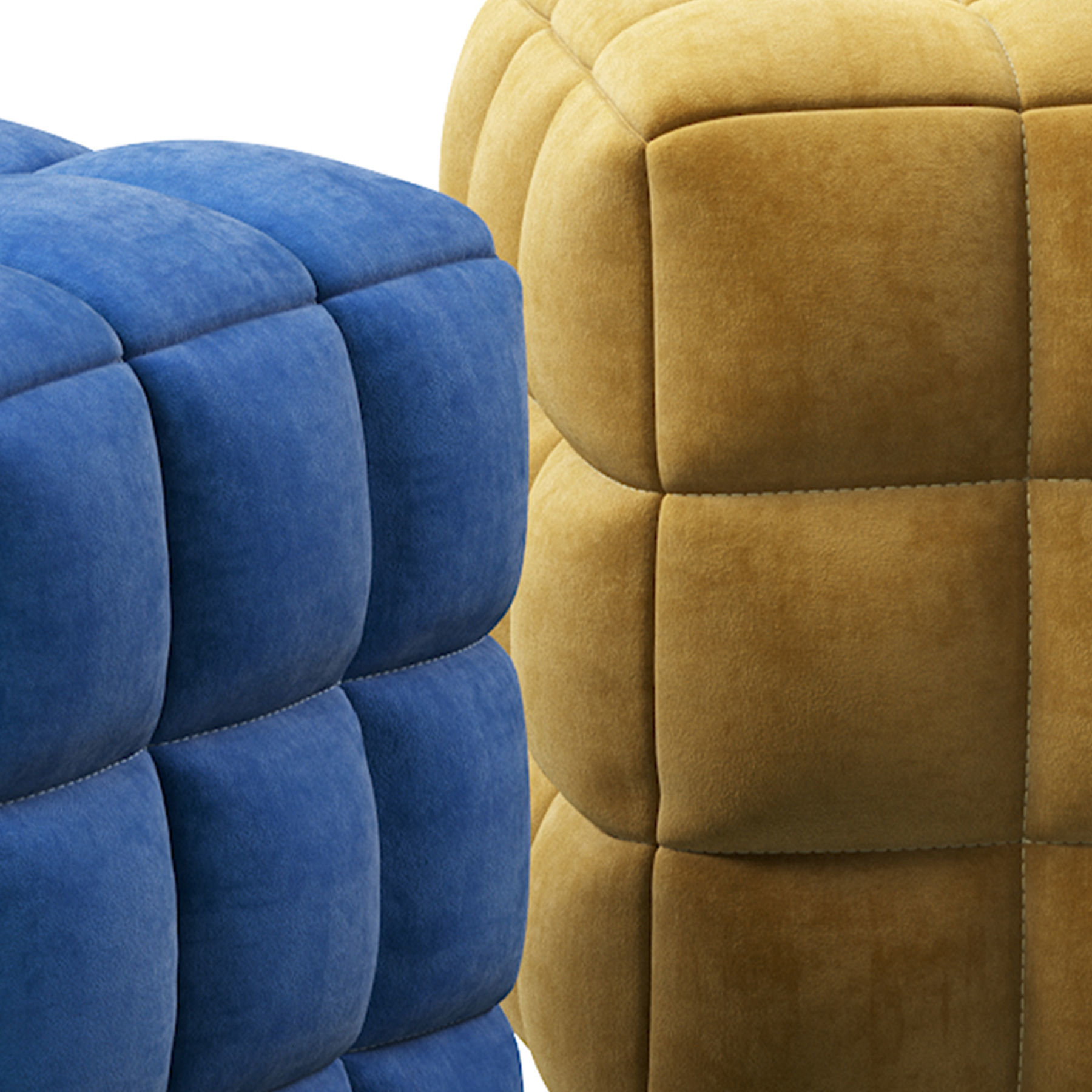 BLUE VELVET TUFTED CUBE FOOTSTOOL OTTOMAN 3D model_15