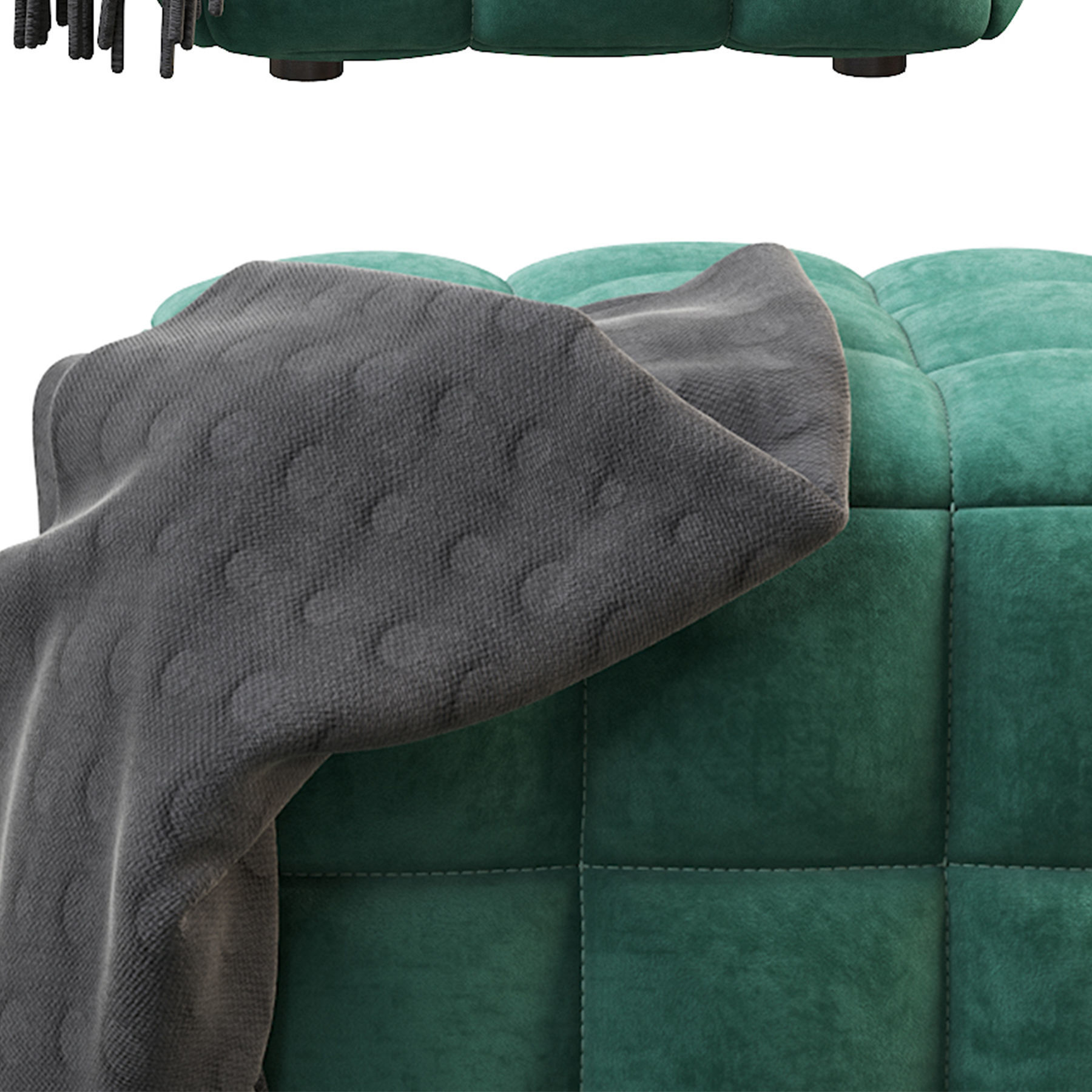 BLUE VELVET TUFTED CUBE FOOTSTOOL OTTOMAN 3D model_18