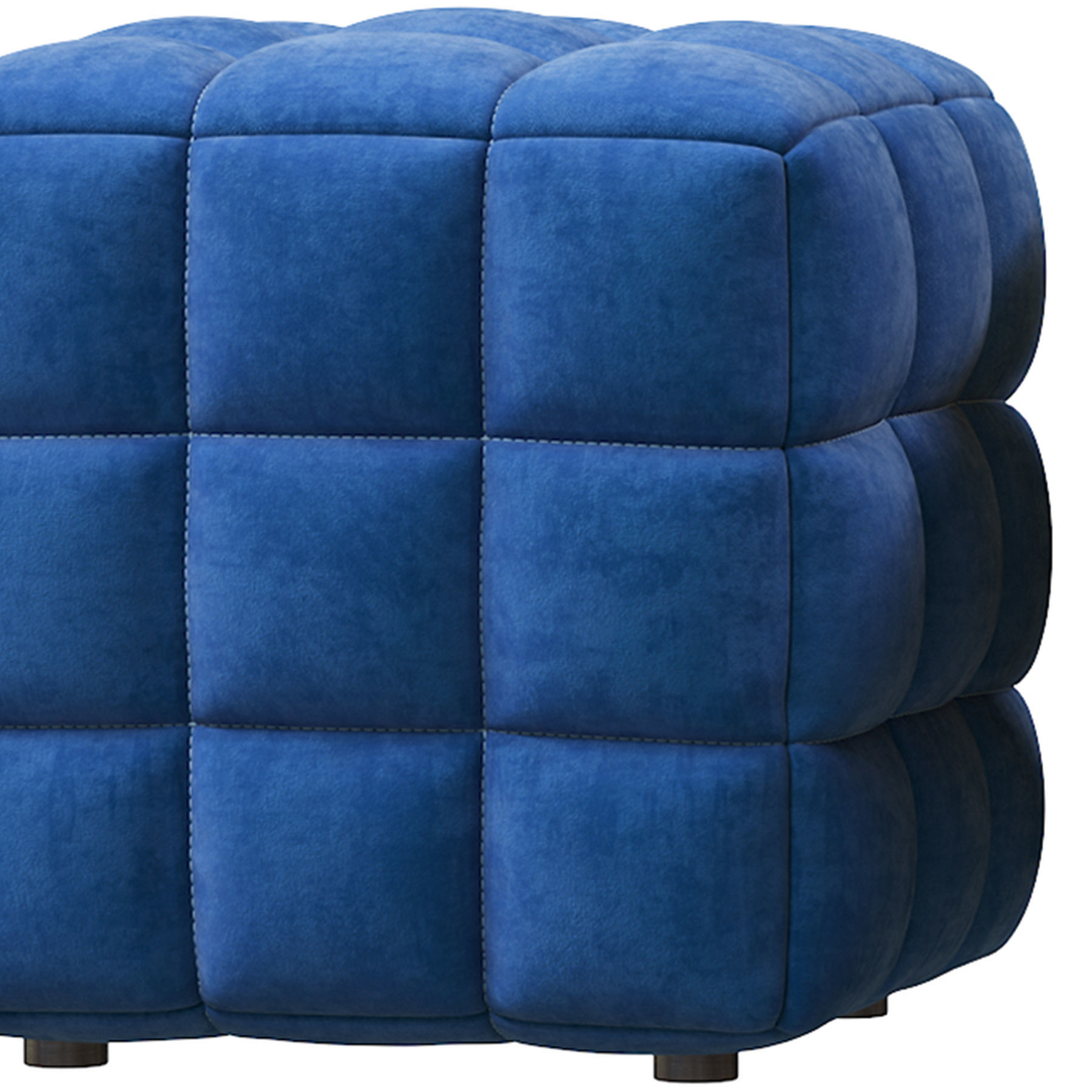 BLUE VELVET TUFTED CUBE FOOTSTOOL OTTOMAN 3D model_8