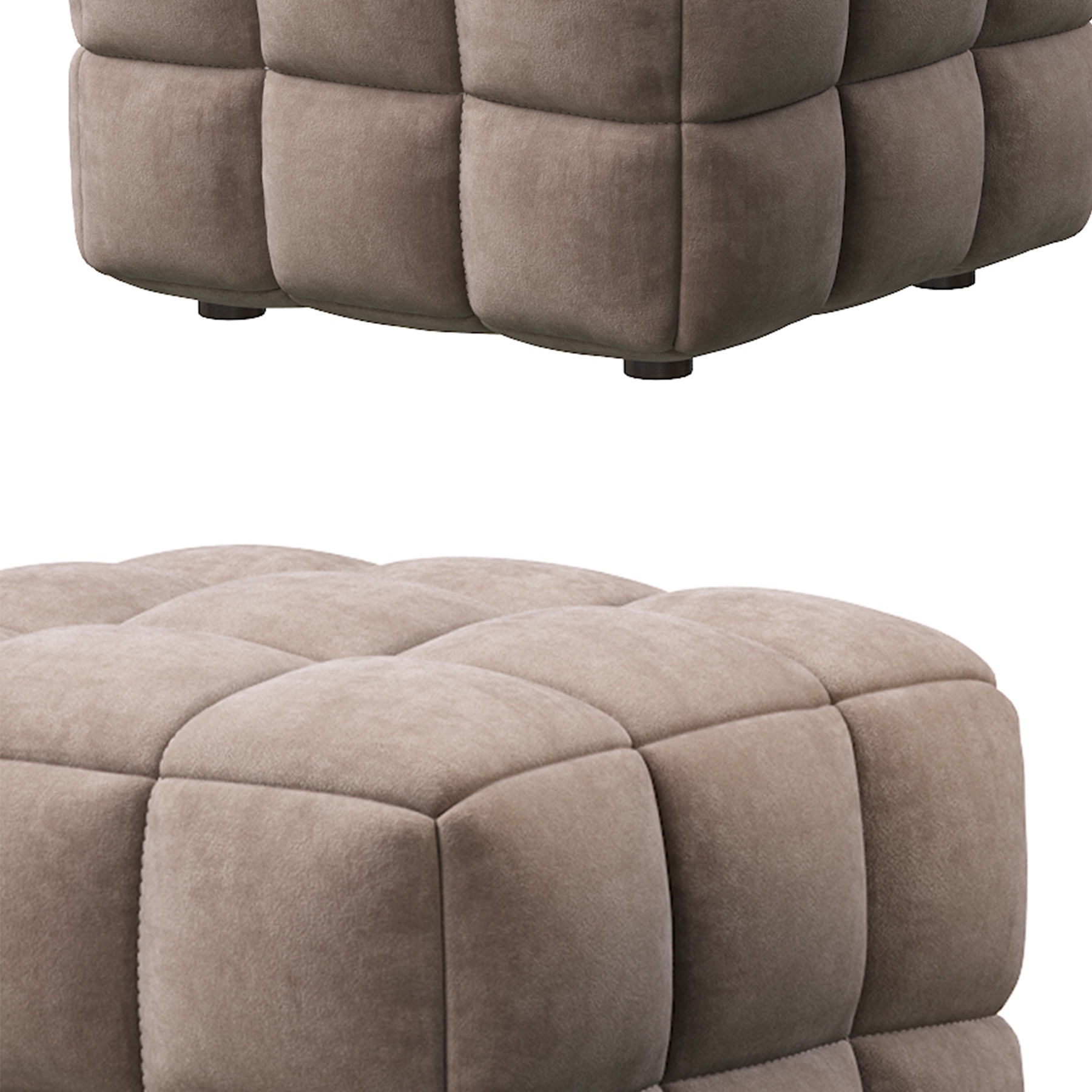 BLUE VELVET TUFTED CUBE FOOTSTOOL OTTOMAN 3D model_19