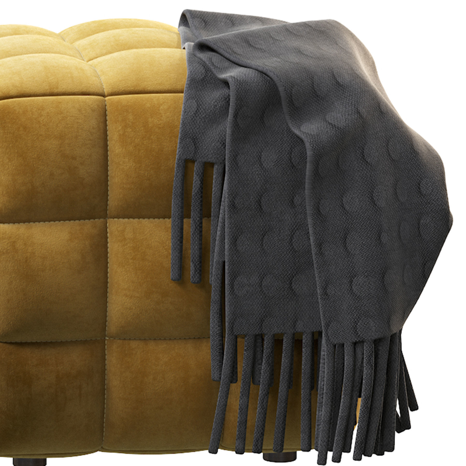 BLUE VELVET TUFTED CUBE FOOTSTOOL OTTOMAN 3D model_14