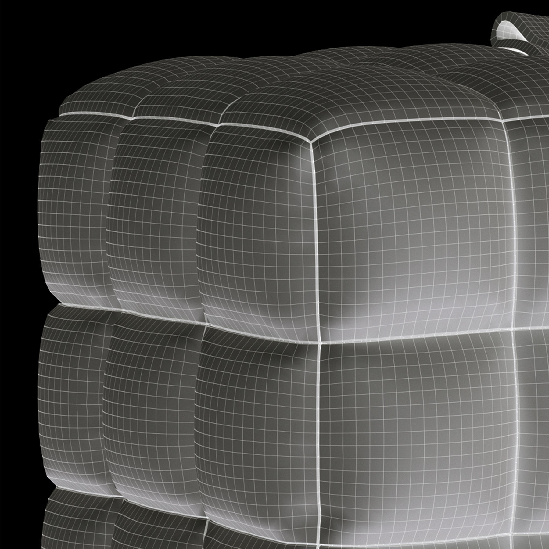 BLUE VELVET TUFTED CUBE FOOTSTOOL OTTOMAN 3D model_21