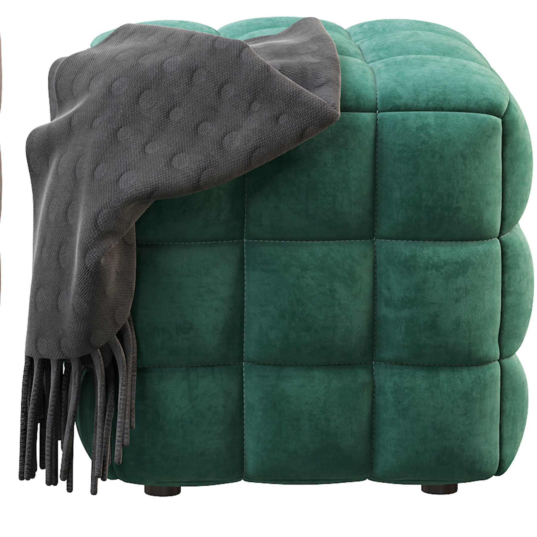 BLUE VELVET TUFTED CUBE FOOTSTOOL OTTOMAN 3D model_17