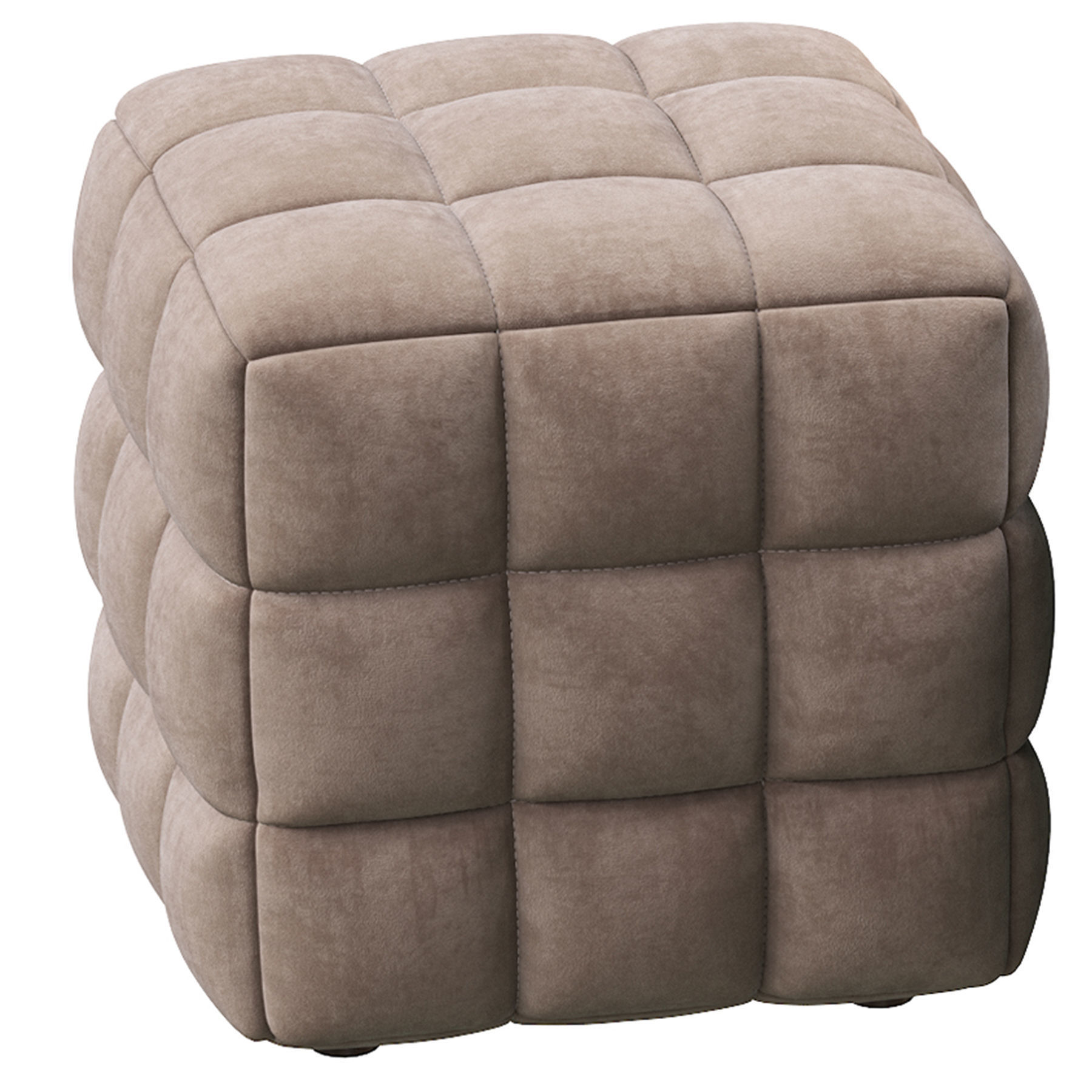BLUE VELVET TUFTED CUBE FOOTSTOOL OTTOMAN 3D model_5
