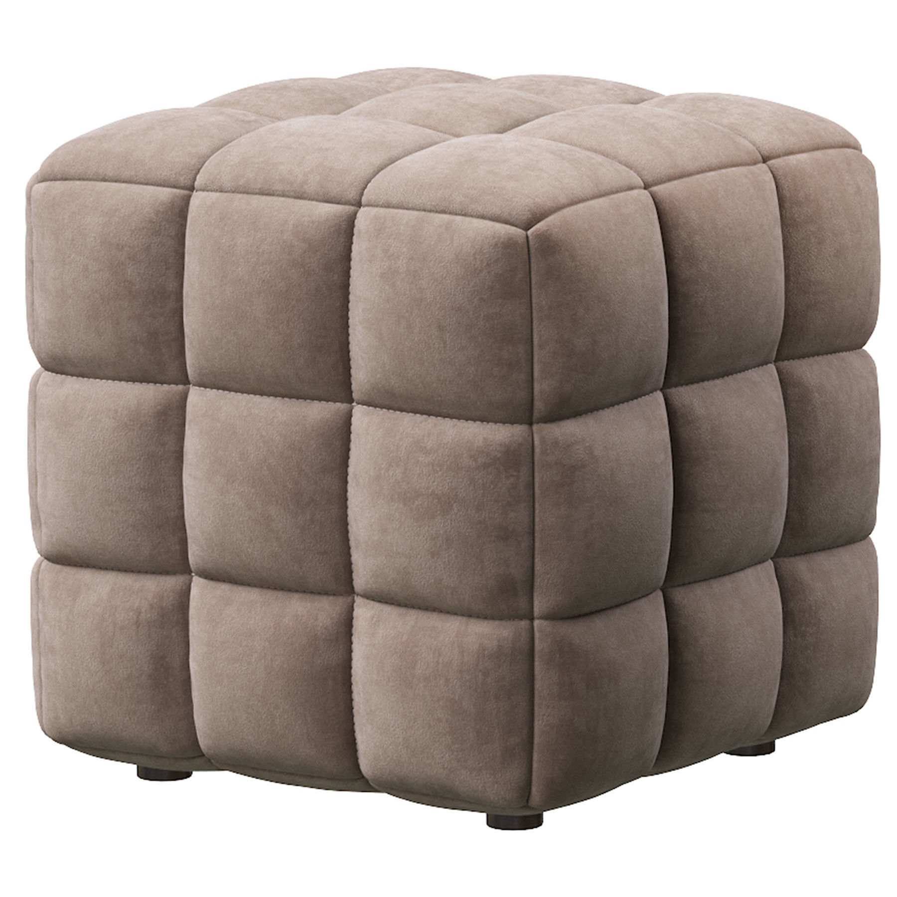 BLUE VELVET TUFTED CUBE FOOTSTOOL OTTOMAN 3D model_16