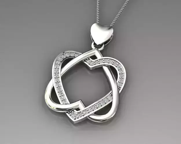 heart pendant diamond 3D print model