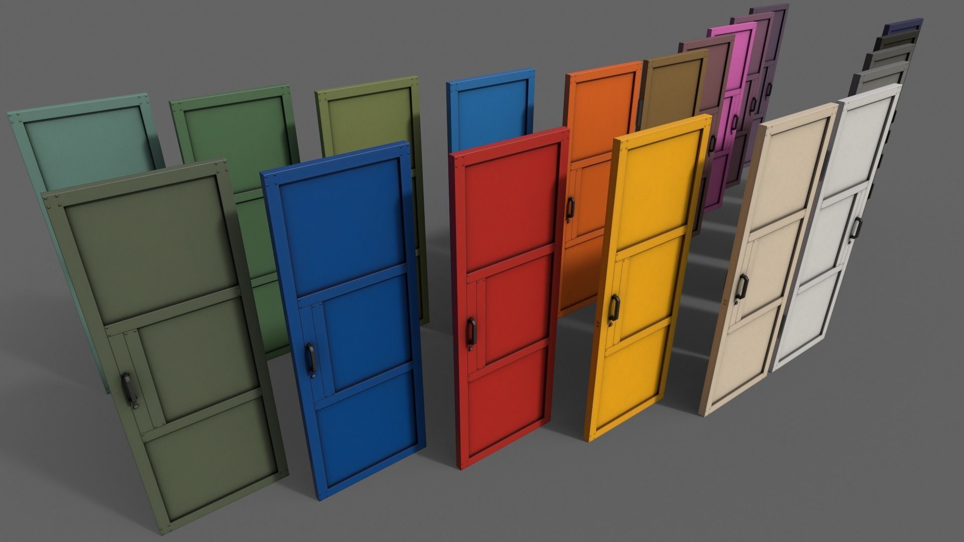 PBR Metal Door A1 Low-poly 3D model_17