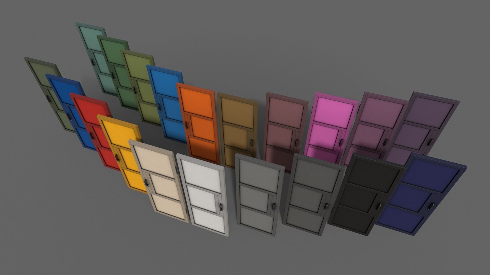 PBR Metal Door A1 Low-poly 3D model_6