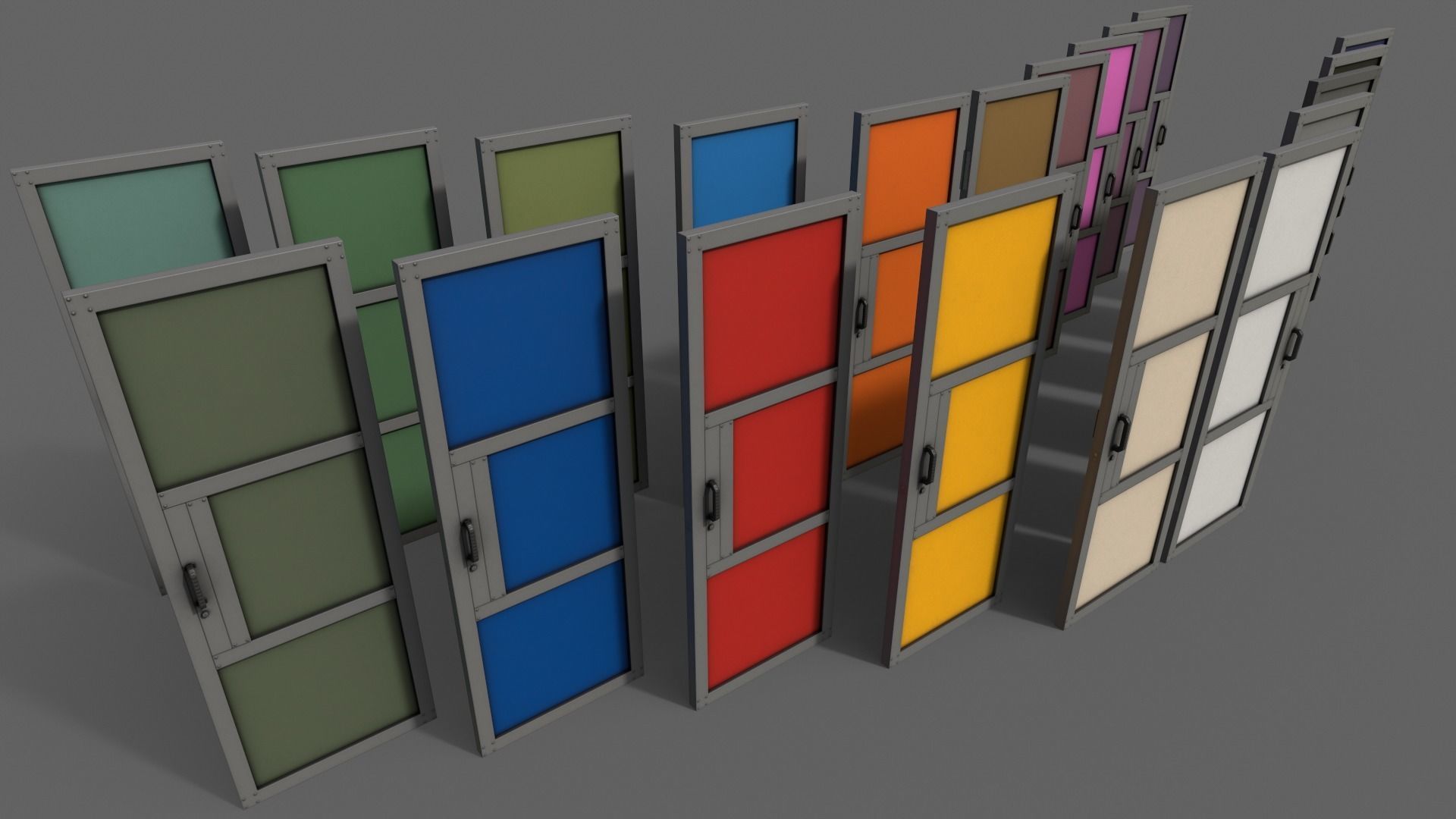 PBR Metal Door A1 Low-poly 3D model_19