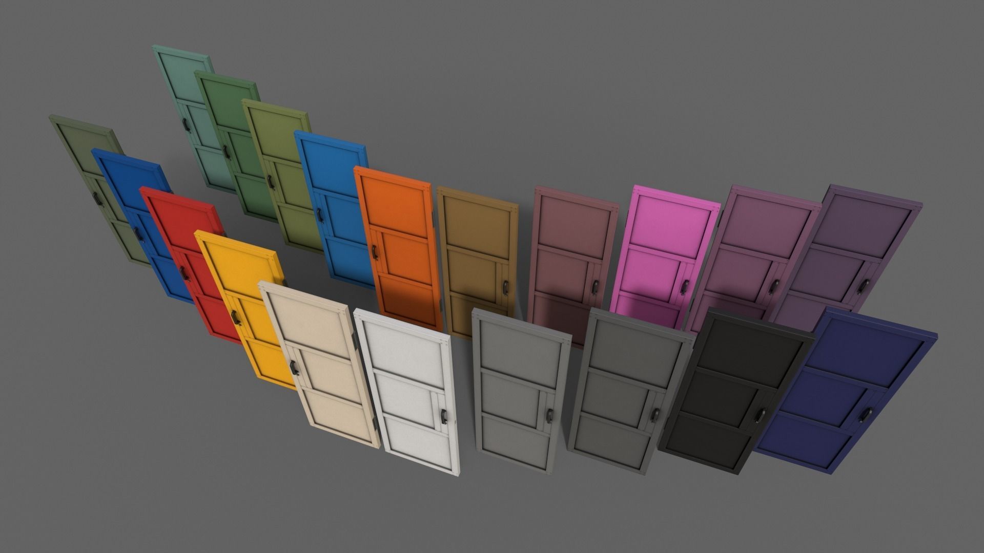 PBR Metal Door A1 Low-poly 3D model_7