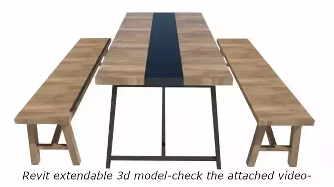 Baeumel Iron Trestle Dining Table 3D model