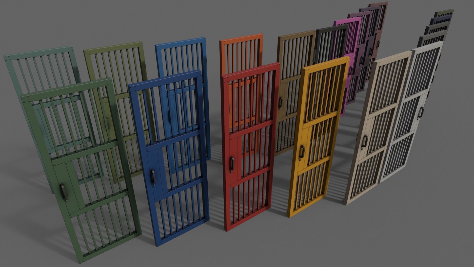PBR Metal Door Gate A Low-poly 3D model_8