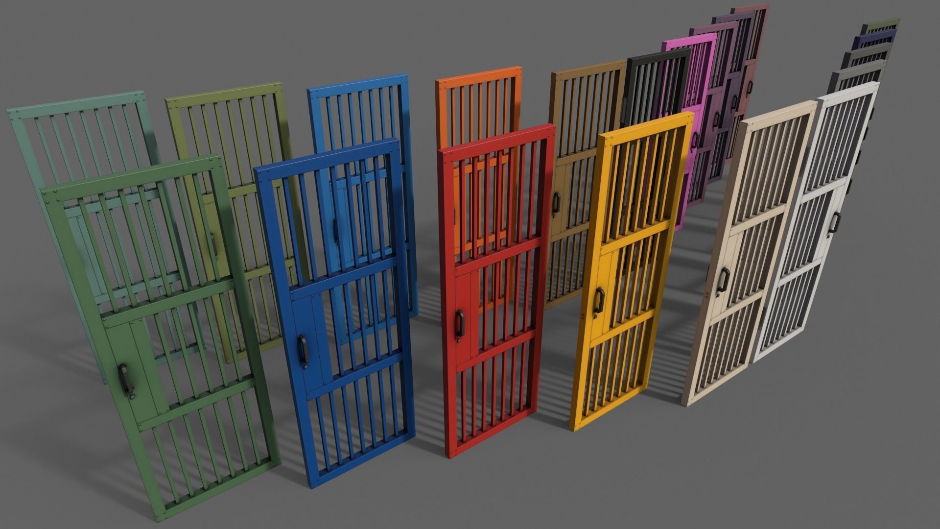 PBR Metal Door Gate A Low-poly 3D model_7
