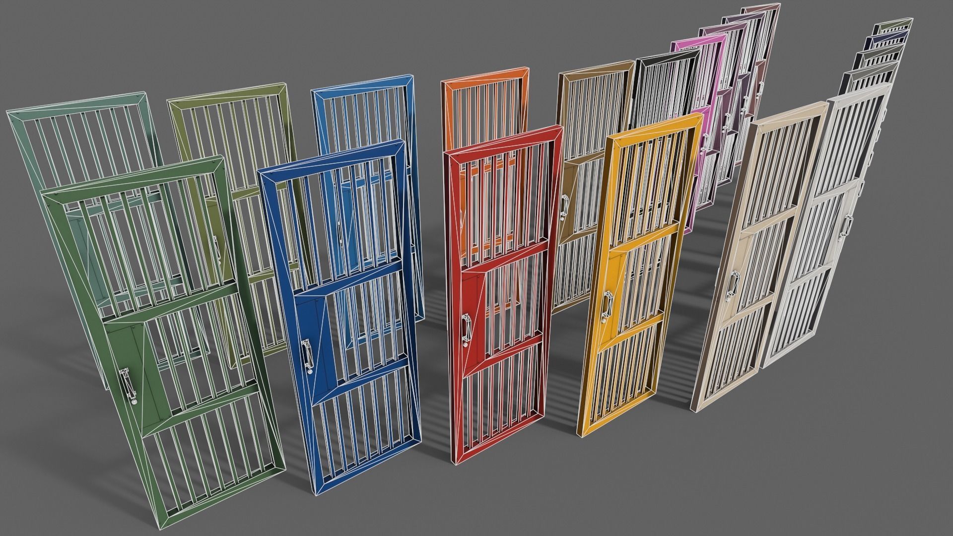 PBR Metal Door Gate A Low-poly 3D model_12