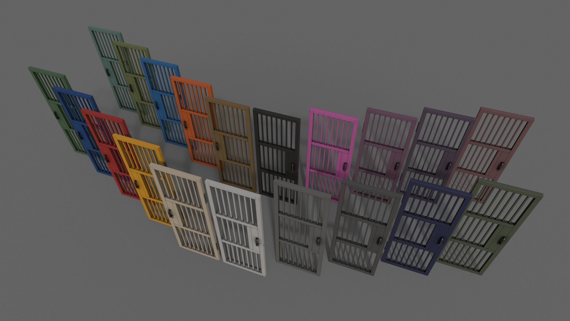 PBR Metal Door Gate A Low-poly 3D model_4