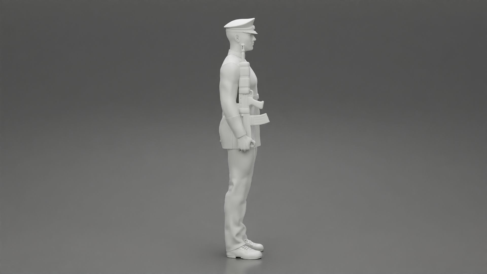 Naval reserve officer standing holding gun 3D print model_8
