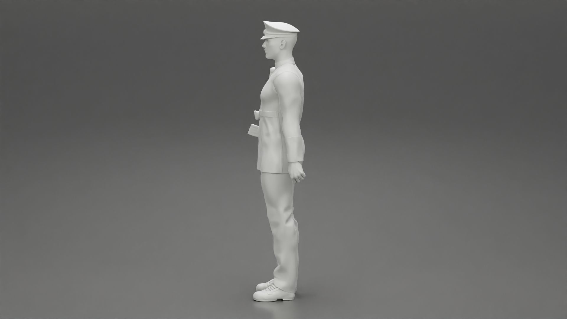Naval reserve officer standing holding gun 3D print model_11