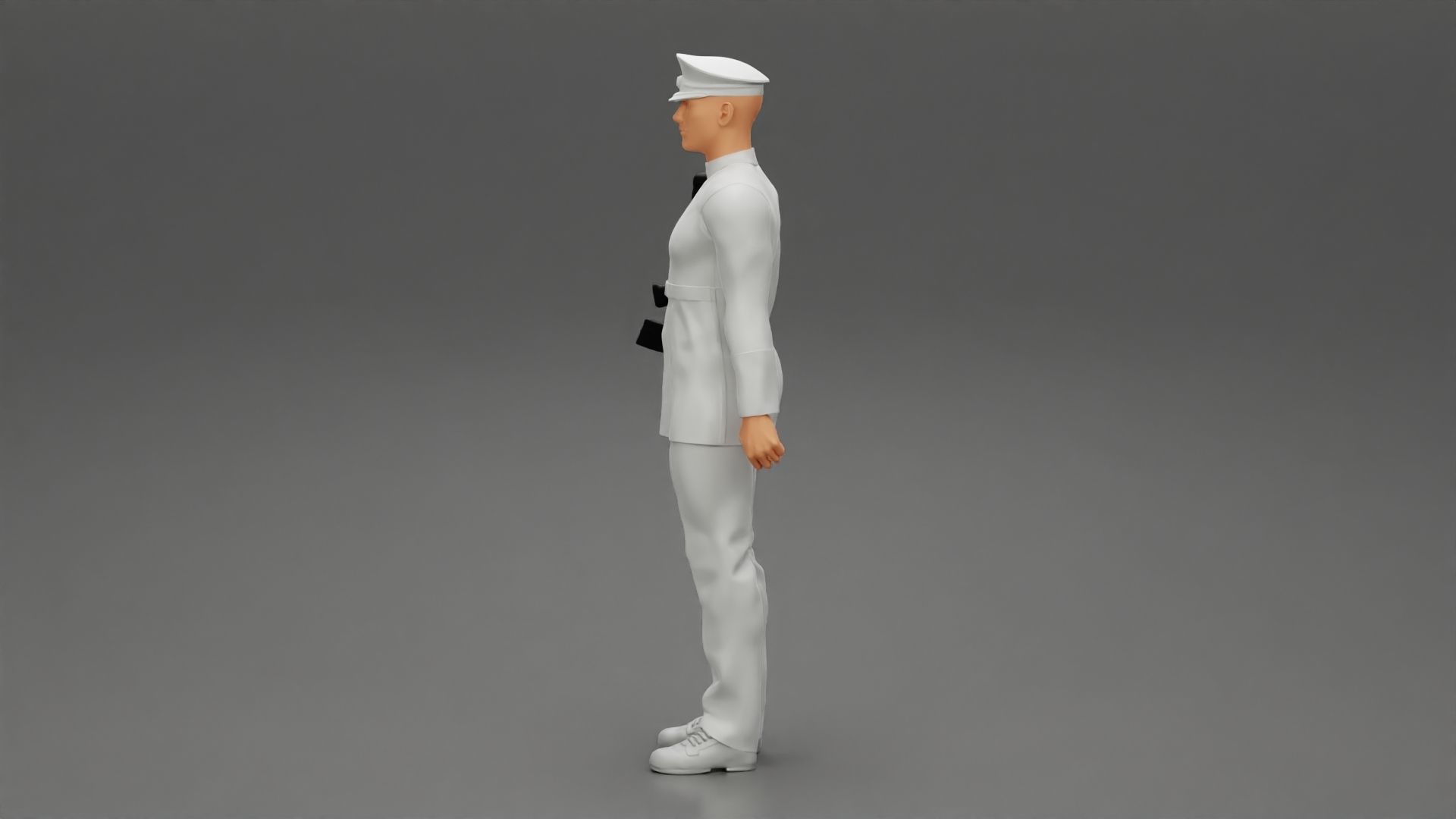 Naval reserve officer standing holding gun 3D print model_5