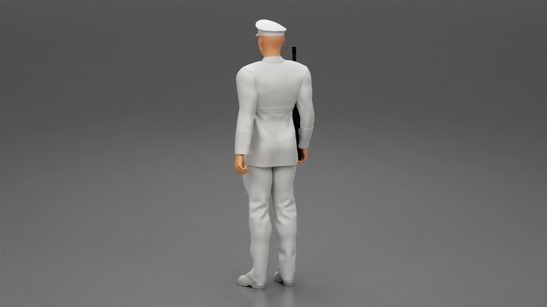 Naval reserve officer standing holding gun 3D print model_4