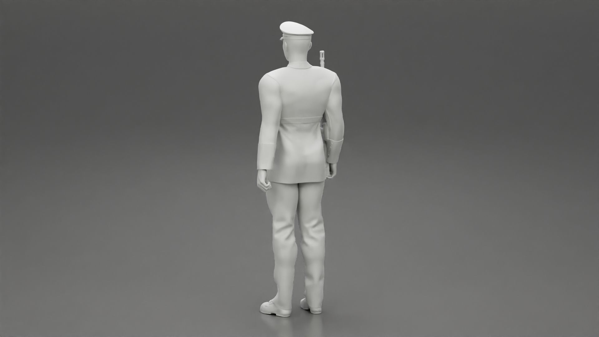 Naval reserve officer standing holding gun 3D print model_10