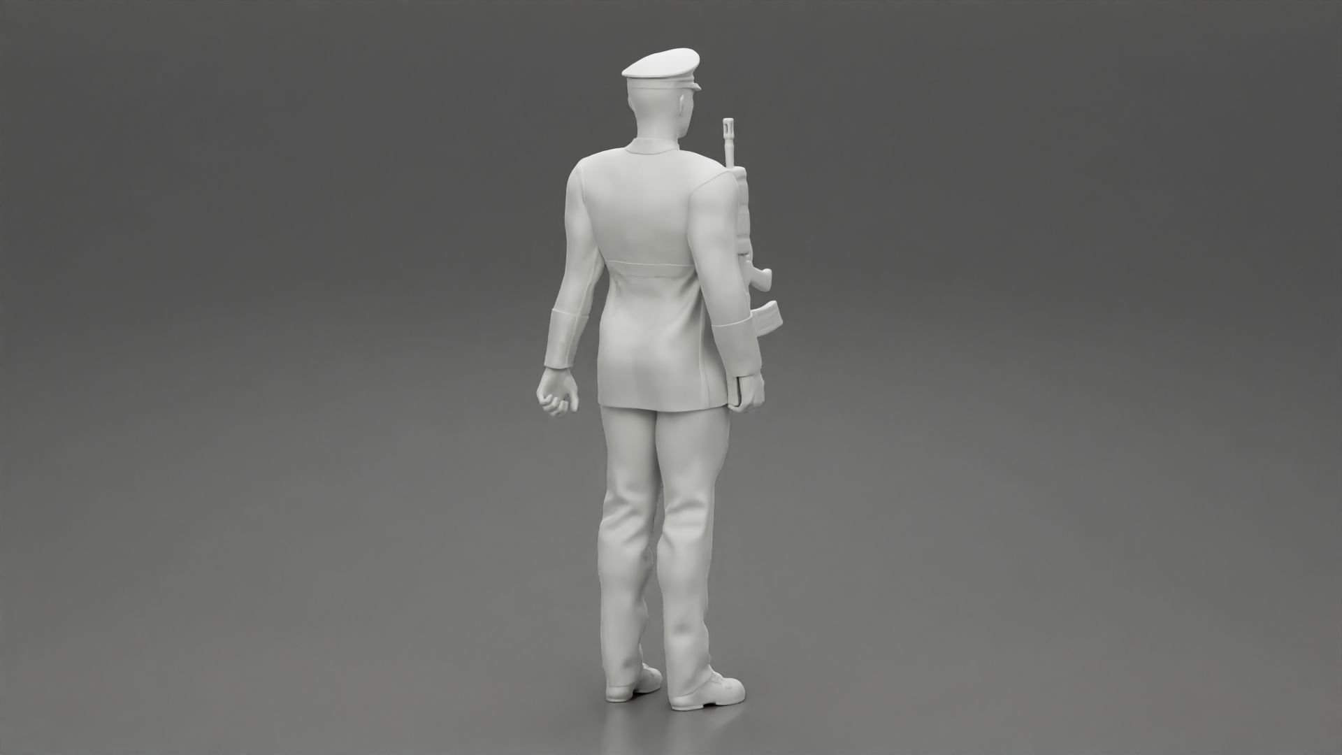 Naval reserve officer standing holding gun 3D print model_9