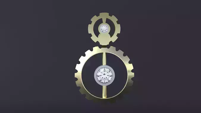 Clockkwork  Pendant  with gem for CNC or 3D