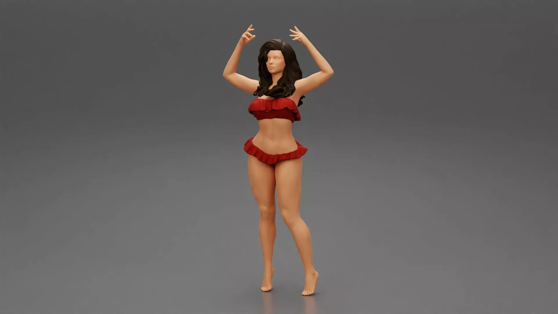 Hot beautiful woman in bikini standing with her arms raised up 3D print model