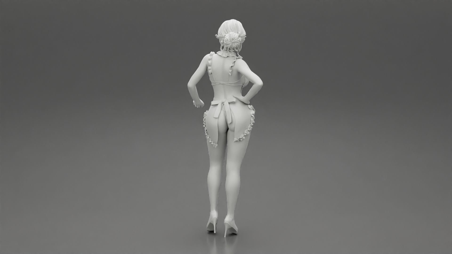 Sexy maid standing with hand on hip 3D print model_8