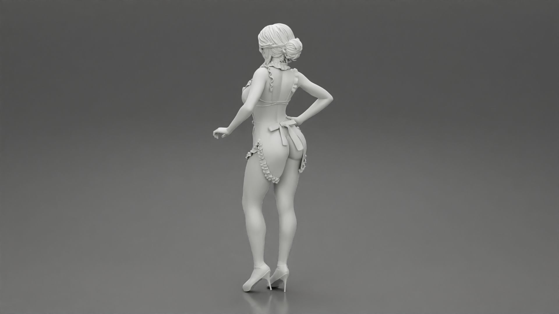 Sexy maid standing with hand on hip 3D print model_9