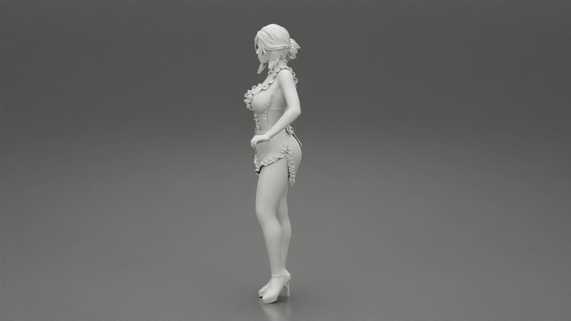 Sexy maid standing with hand on hip 3D print model_10