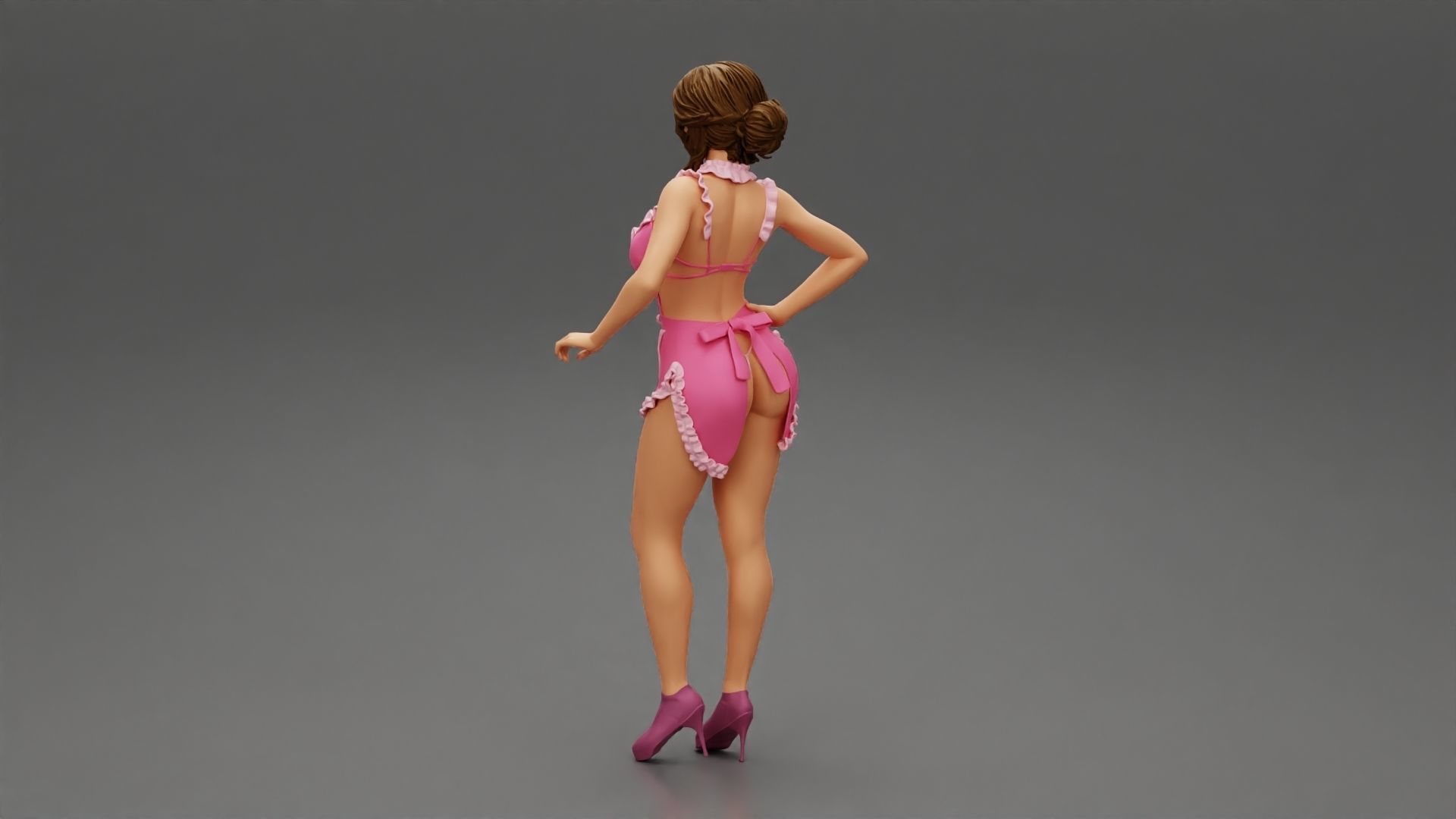 Sexy maid standing with hand on hip 3D print model_3