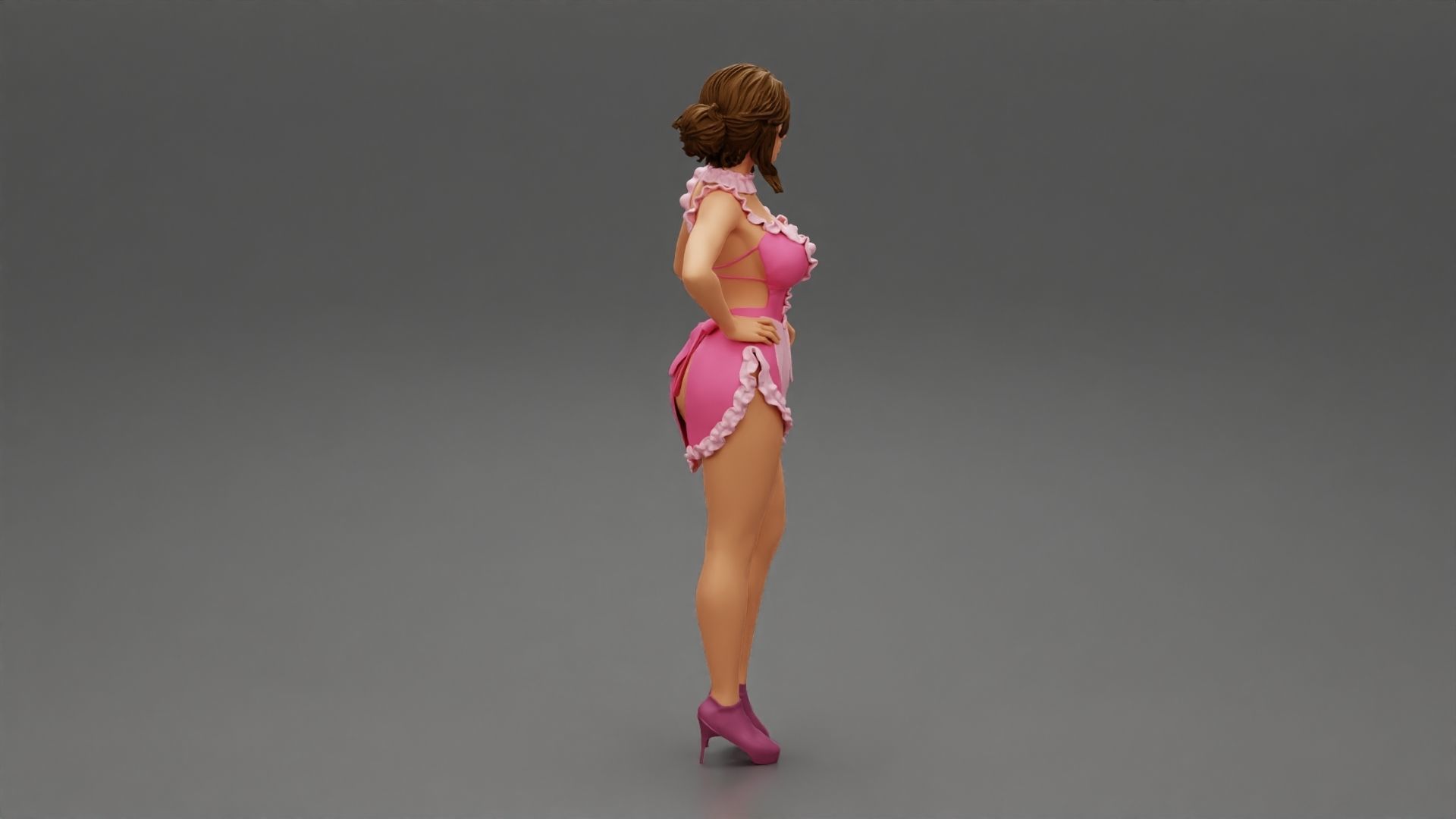 Sexy maid standing with hand on hip 3D print model_1