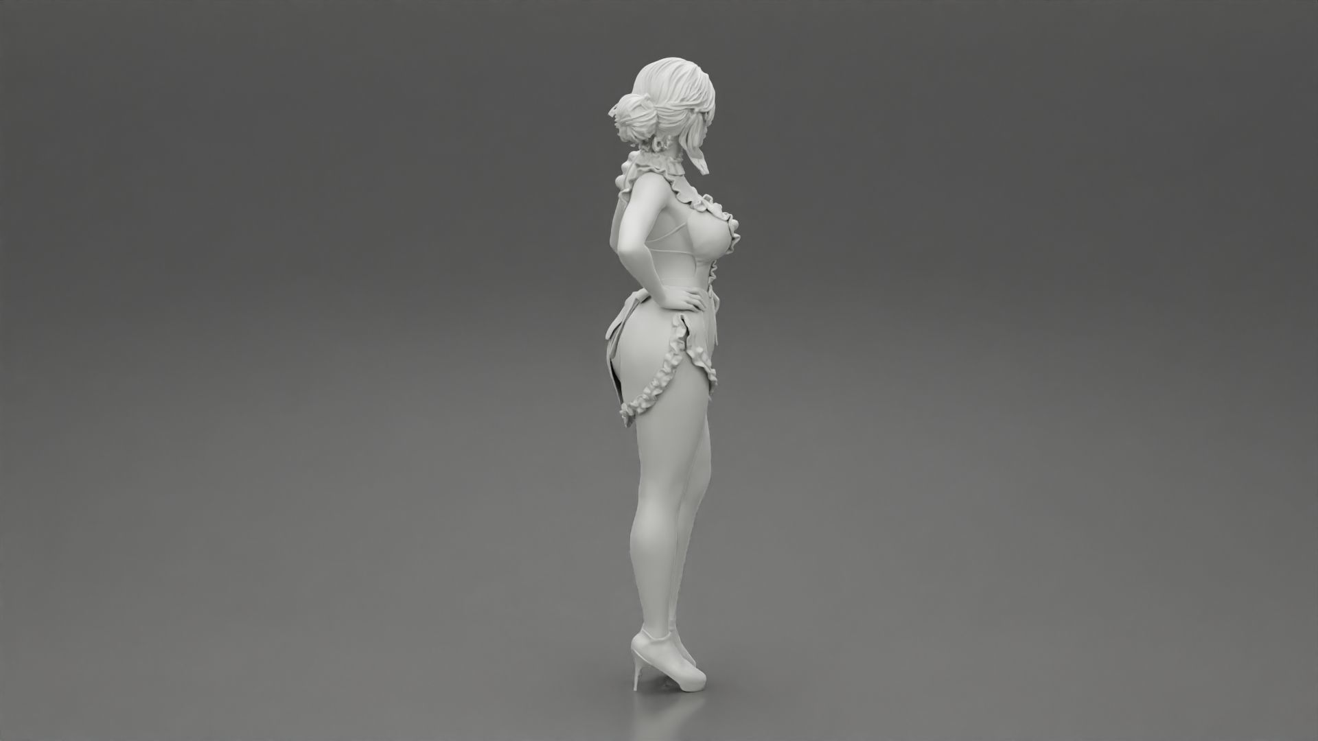 Sexy maid standing with hand on hip 3D print model_7